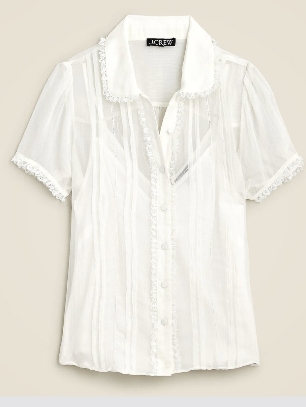 NWT J. Crew Sheer lace-trim button-up shirt